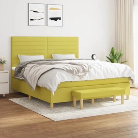 vidaXL Cama com molas/colchão 180x200 cm tecido verde-claro