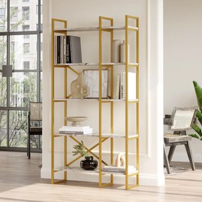 Estante VG4 – Mármore Branco e Dourado – 87,5x175x30 cm