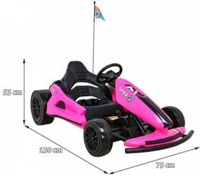 Kart elétrico para Crianças 24V SPEED 7 DRIFT KING Rodas Frente EVA, Rodas Atras Plastico, Assento de couro Rosa