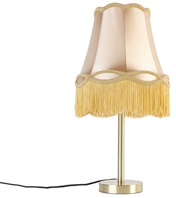 Candeeiro de mesa clássico latão com abajur dourado 30 cm - Simplo Clássico / Antigo