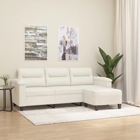vidaXL Sofá 3 lugares c/ apoio pés 180 cm couro artificial cor creme