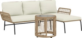 Outsunny Conjunto de Móveis de Jardim Exterior em Ratã com Sofá de 2 Lugares Espreguiçadeira Almofadas e Mesa Creme | Aosom Portugal