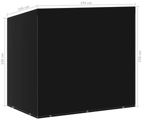 Capa banco baloiço 10 ilhós e 2 fechos de correr 255x145x170cm