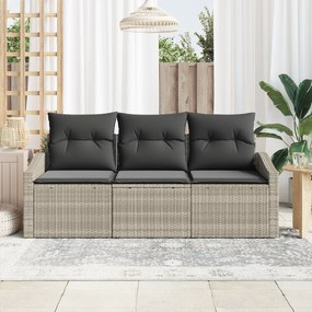 Conjunto de Jantar para Jardim de 3 Peças com Almofadas Cinza Claro em