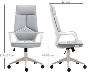 Cadeira de Escritório Giratória de Malha com Função de Inclinação Altura Ajustável e Encosto Alto 63x63x117-127 cm Cinza