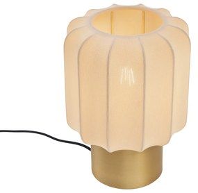 Candeeiro de Mesa Japandi Dourado com Abajur Bege - Pluni Japandi