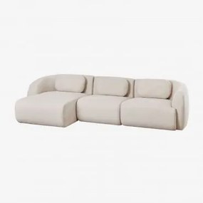 Sofá Modular Coquette De 3 Peças Em Chenille Com Chaise Longue À Esquerda Tecido Chenille Beige Creme - Sklum