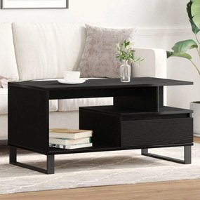 Mesa de Centro vidaXL Preto Carvalho 90x49x45 cm Madeira de Engenharia