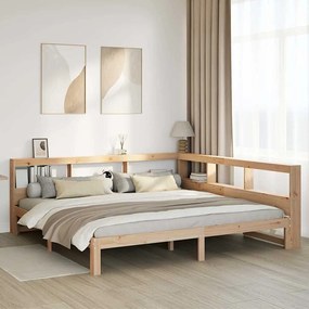 vidaXL Cama com estante sem colchão 180x200 cm pinho maciço