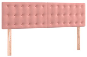 Cama box spring c/ colchão/LED 140x200 cm veludo rosa