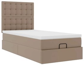 Cama otomana com colchão 100x200 cm couro artificial cappucino