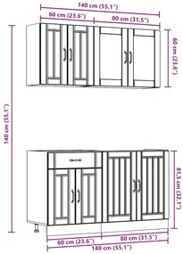 4 peças armário de cozinha conjunto Kalmar preto
