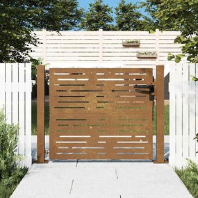 vidaXL Portão de jardim 105x80 cm aço corten design quadrados