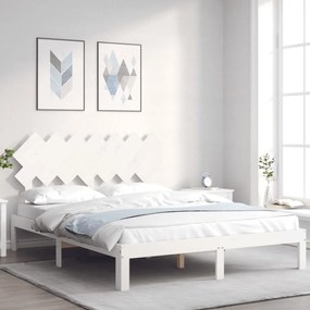 Estrutura de cama King Size com cabeceira madeira maciça branco