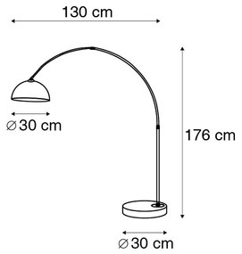 LED Lâmpada de arco inteligente de latão com abajur branco incl. Wifi A60 - Arc Basic Moderno