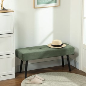Banco de Fim de Cama, 100 x 36 x 45 cm, Assento Acolchoado, Verde