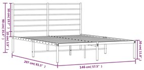 Estrutura de cama com cabeceira 140x200 cm metal branco