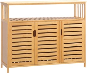 Aparador de 3 Portas Aparador em Bambu com Estantes para Sala de Jantar Cozinha Entrada 100x35x82 cm Madeira