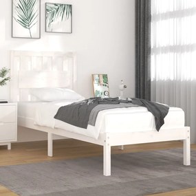 vidaXL Estrutura de cama solteiro 90x190 cm pinho maciço branco
