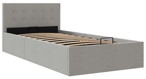 Cama Hidráulica Karen com Arrumação - 100x200cm - Em Tecido Cinza-Clar