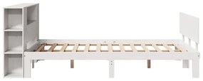 Cama com estante sem colchão 140x200 cm pinho maciço branco