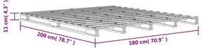 Cama de paletes 180x200 cm madeira pinho maciça castanho cera