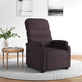 vidaXL Poltrona elevatória tecido castanho-escuro