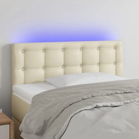 Cabeceira de cama c/ LED 80x5x78/88 cm couro artificial creme