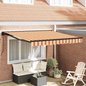 vidaXL Toldo Retrátil Amarelo e Laranja 350x250 cm tecido