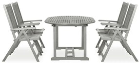 5 pcs conjunto de jantar jardim madeira acácia maciça cinzento