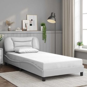 vidaXL Estrutura de cama sem colchão Hvar 100x203cm couro artificial branco