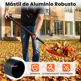 Pá de neve portátil leve com cabo de alumínio e pega ergonómica para entradas, passeios, jardins Laranja