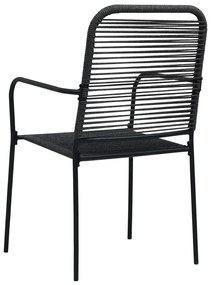 9 pcs conjunto de jantar p/ jardim corda de algodão e aço preto