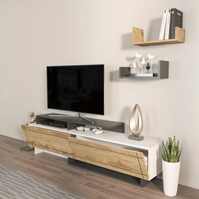 Móvel TV Tammy – Branco/Carvalho/Antracite – 180x54x36,8 cm
