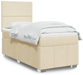 Cama com molas/colchão 90x190 cm tecido cor creme