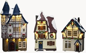 Decorações de Natal LED com temporizador Fibre-optic Houses, conjunto de 3