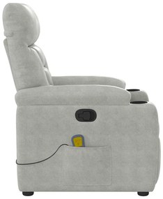 Poltrona de massagens reclinável tecido microfibra cinza-claro
