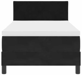 Cama Box Spring com Colchão e LED Preto 90x190 cm Veludo
