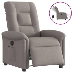 vidaXL Poltrona elétrica reclinável tecido cinzento-acastanhado