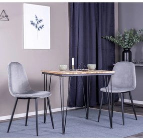 Venture Home Cadeiras de jantar Polar 2 pcs veludo cinzento e preto