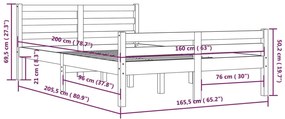 Estrutura de cama 160x200 cm madeira maciça branco