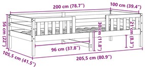 Estrutura de cama 100x200 cm madeira de pinho maciça