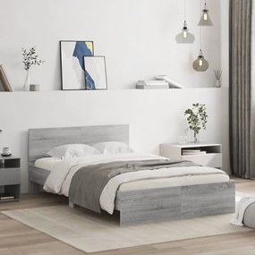 vidaXL Estrutura de cama com cabeceira 135x190 cm cinzento sonoma