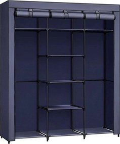 Guarda-roupa de tecido SONGMICS, armário dobrável com varão para roupas, cabideiro, organizador para bolsas, sapatos, sala de estar, quarto, vestiário, 45 x 150 x 175 cm, azul escuro RYG012I02