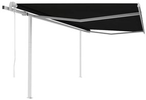 Toldo retrátil automático com postes 4x3 m antracite