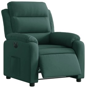 Poltrona reclinável elétrica veludo verde-escuro