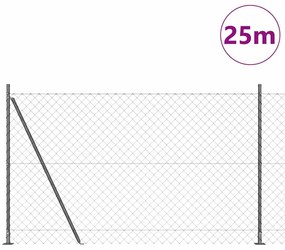 Conjunto de Postes de Cerca Prateado 25 x 1.5 m Aço Galvanizado