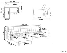 Sofá de canto 4 lugares em veludo rosa à direita ABERDEEN Beliani