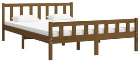 Estrutura cama king 150x200 cm madeira maciça castanho-mel