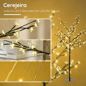 HOMCOM Árvore de Cerejeira com 120 Luzes LED IP44 Branco Quente Candee